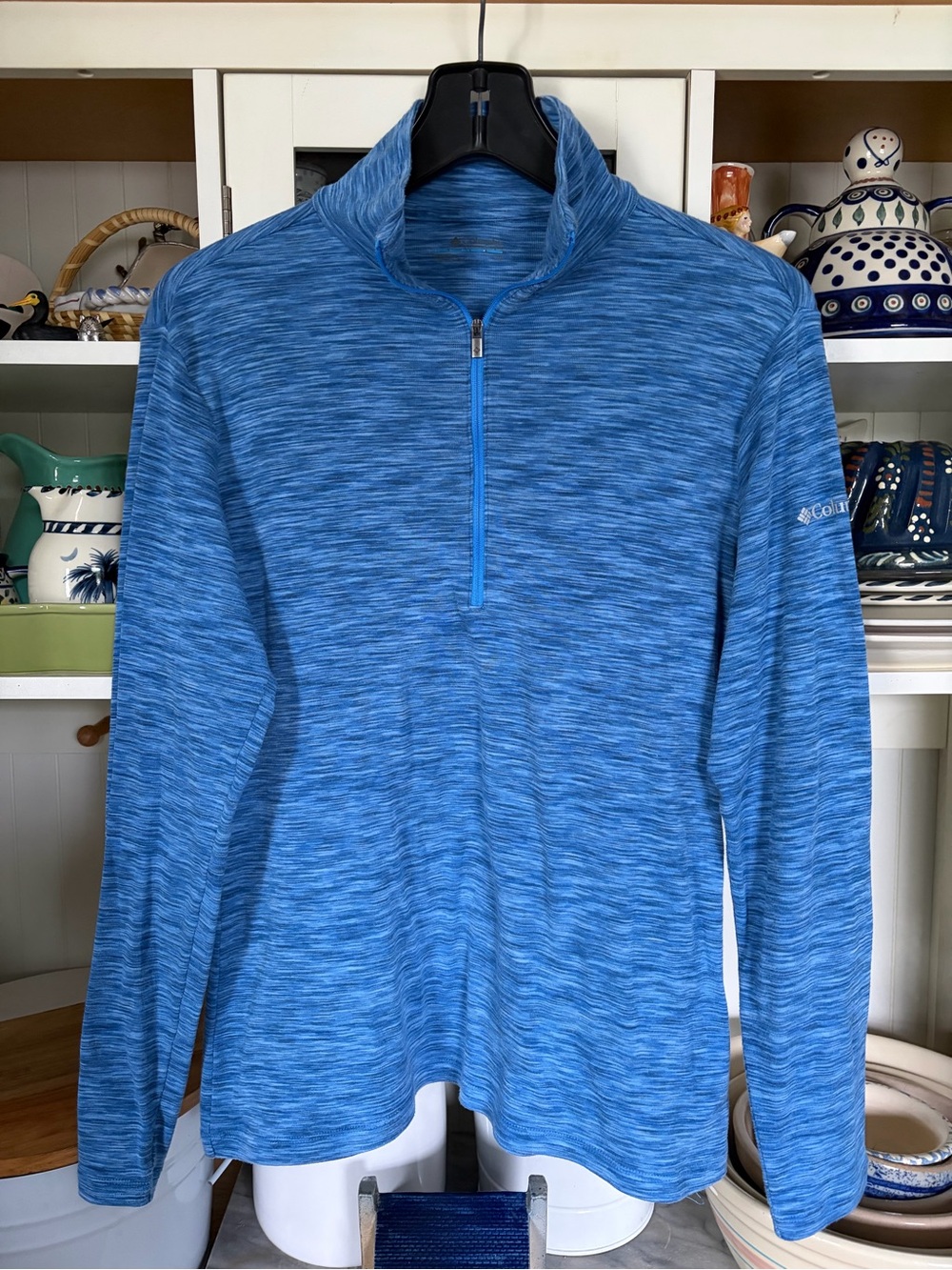 Columbia Women’s 1/4 Zip Heathered Blue Half-Zip Performance Pullover Sz L